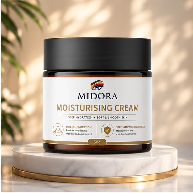 MIDORA Moisturising Cream for Deep Hydration and Skin Barrier Support Daily Face Moisturizer Lightweight Nourishing Cream for Soft Smooth Skin All Skin Types 50g