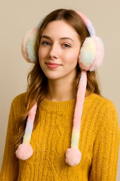 MIDORA Girls Winter Plush Earmuffs with Moving Bunny Ears – Soft, Warm & Super Cute Ear Warmer