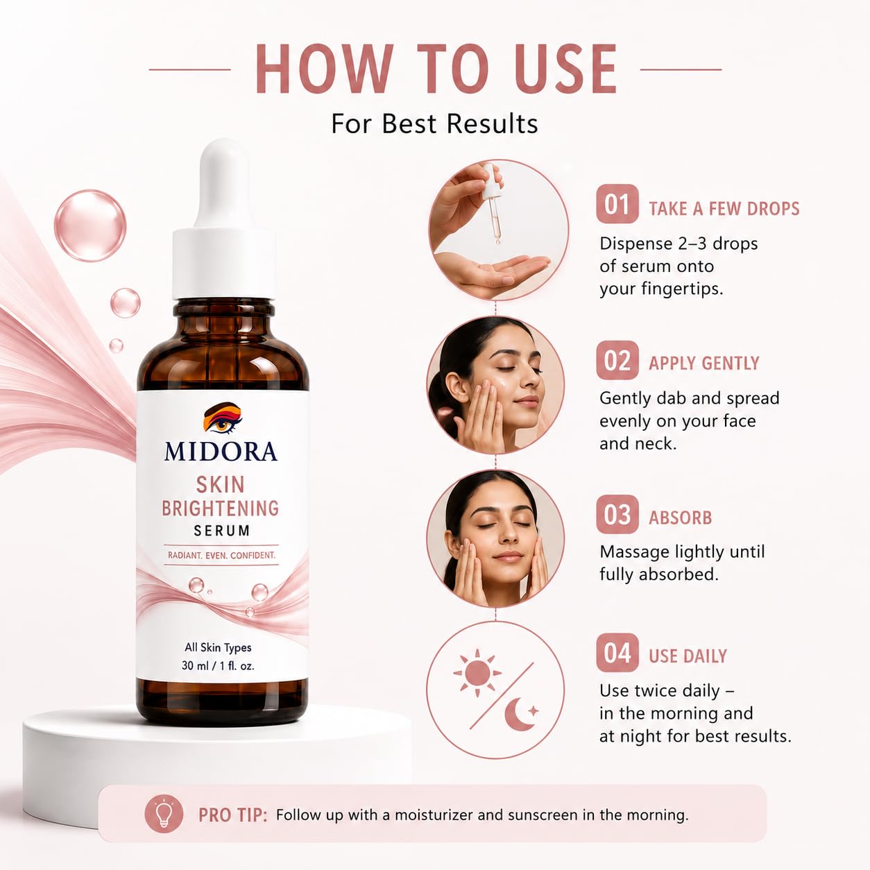 MIDORA Radiance Serum — Daily Brightening & Hydrating Face Serum, 30ml