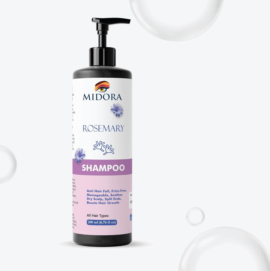 Midora Rosemary Shampoo for All Hair Types, Anti Hair Fall, Frizz-Free, Split Ends Treatment, 200ml