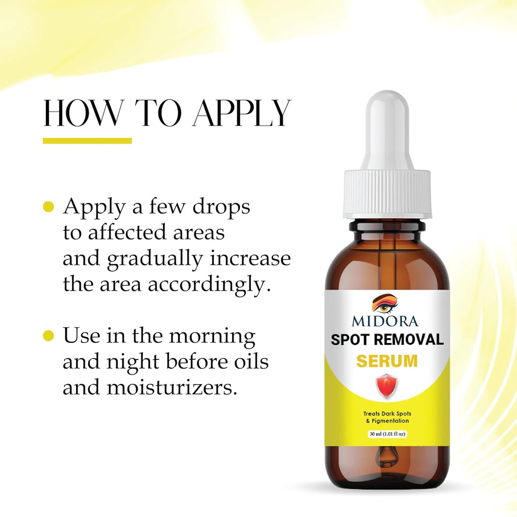 MIDORA Spot Removal Serum for Face – Dark Spot Corrector for Pigmentation, Acne Marks & Black Spots – Skin Brightening & Spot Reduction Serum for Women & Men – 30ml