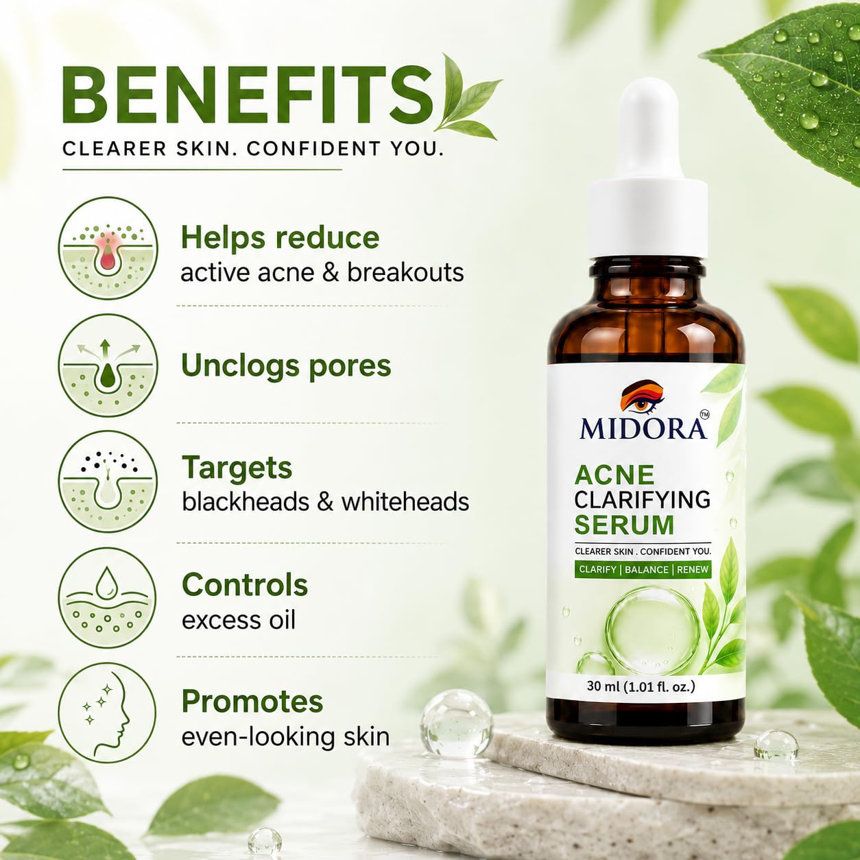 MIDORA Clear Skin Duo — BHA + PHA Acne Clarifying Face Wash & Serum Set