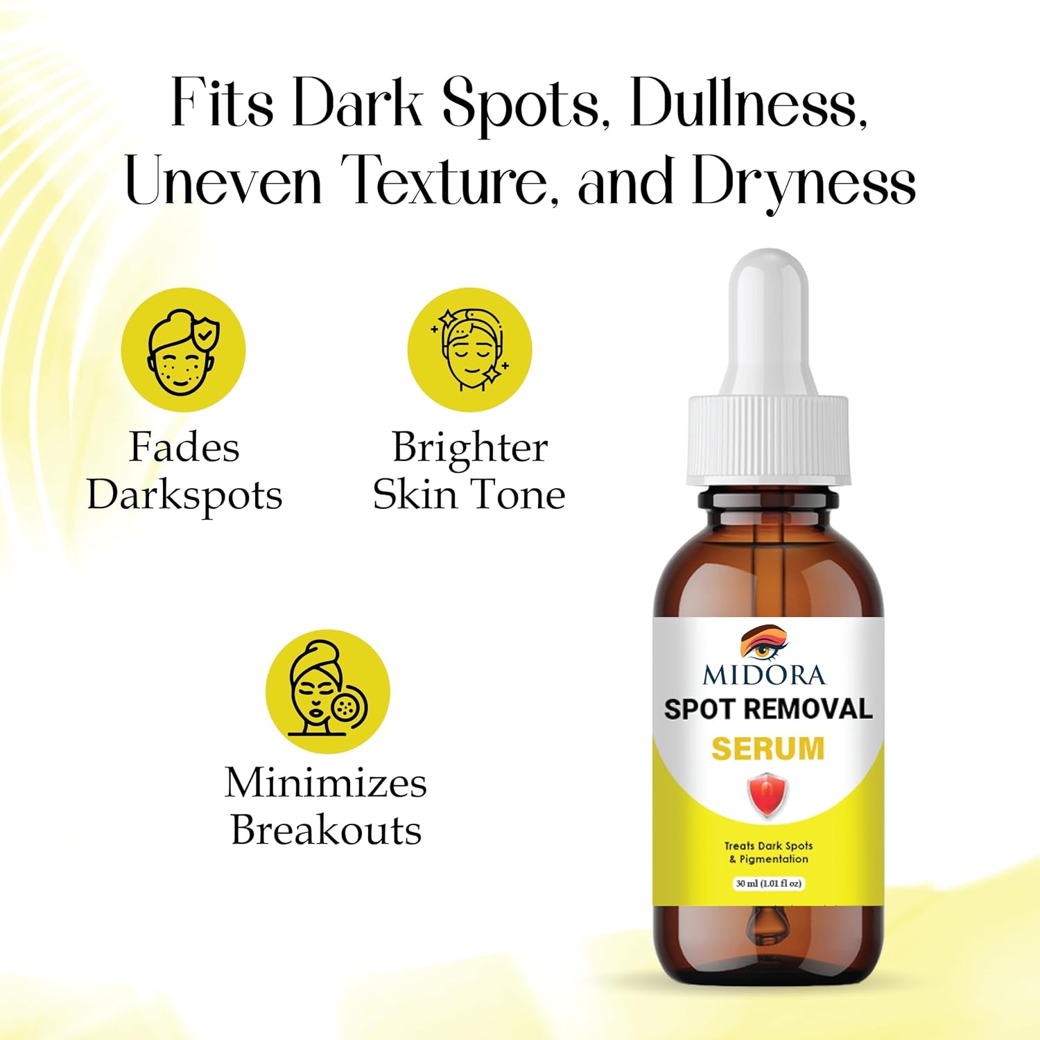 MIDORA Spot Removal Serum for Face – Dark Spot Corrector for Pigmentation, Acne Marks & Black Spots – Skin Brightening & Spot Reduction Serum for Women & Men – 30ml