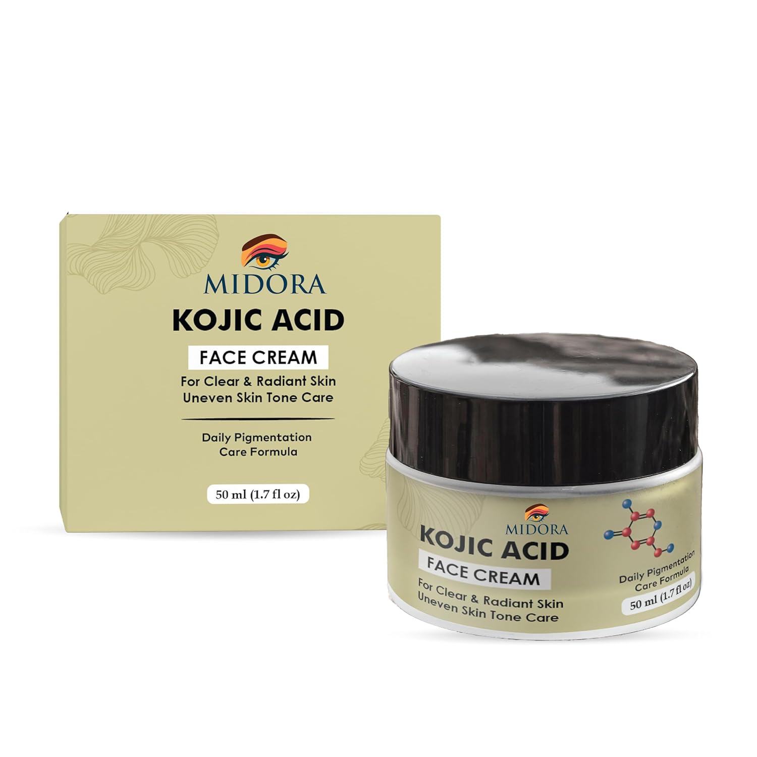 Midora Kojic Acid Face Cream 1%, Daily Pigmentation Care Formula, Clear & Radiant Skin, Uneven Skin Tone Care, 50ml