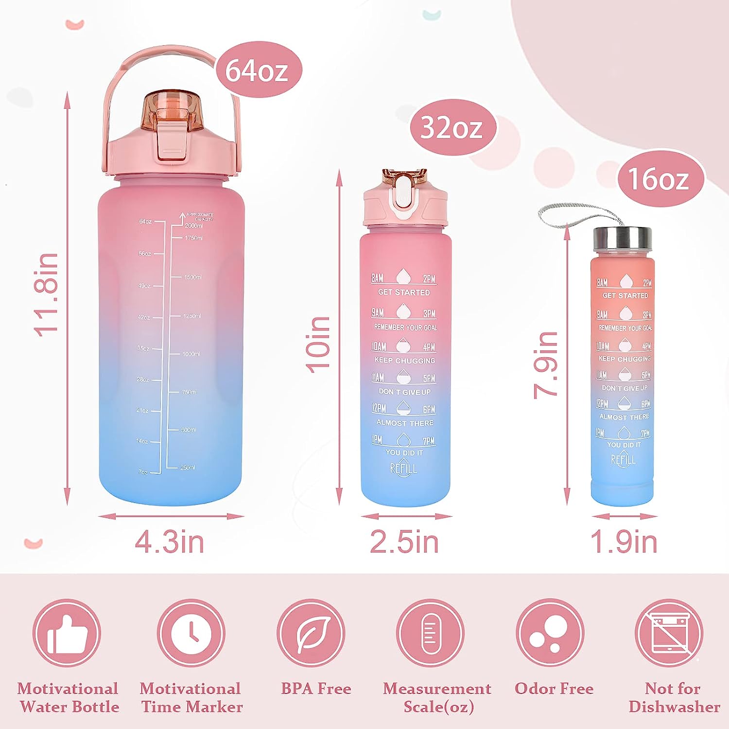 3 Pcs Leakproof Water Bottle - Midora