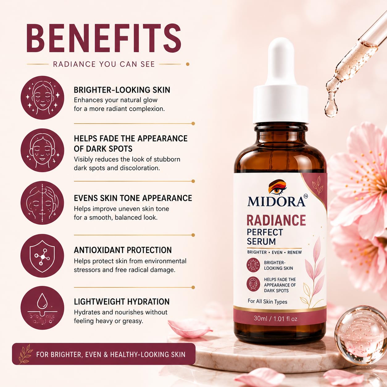 MIDORA Radiance Perfect Serum – Brightening & Hydrating Face Serum 30ml