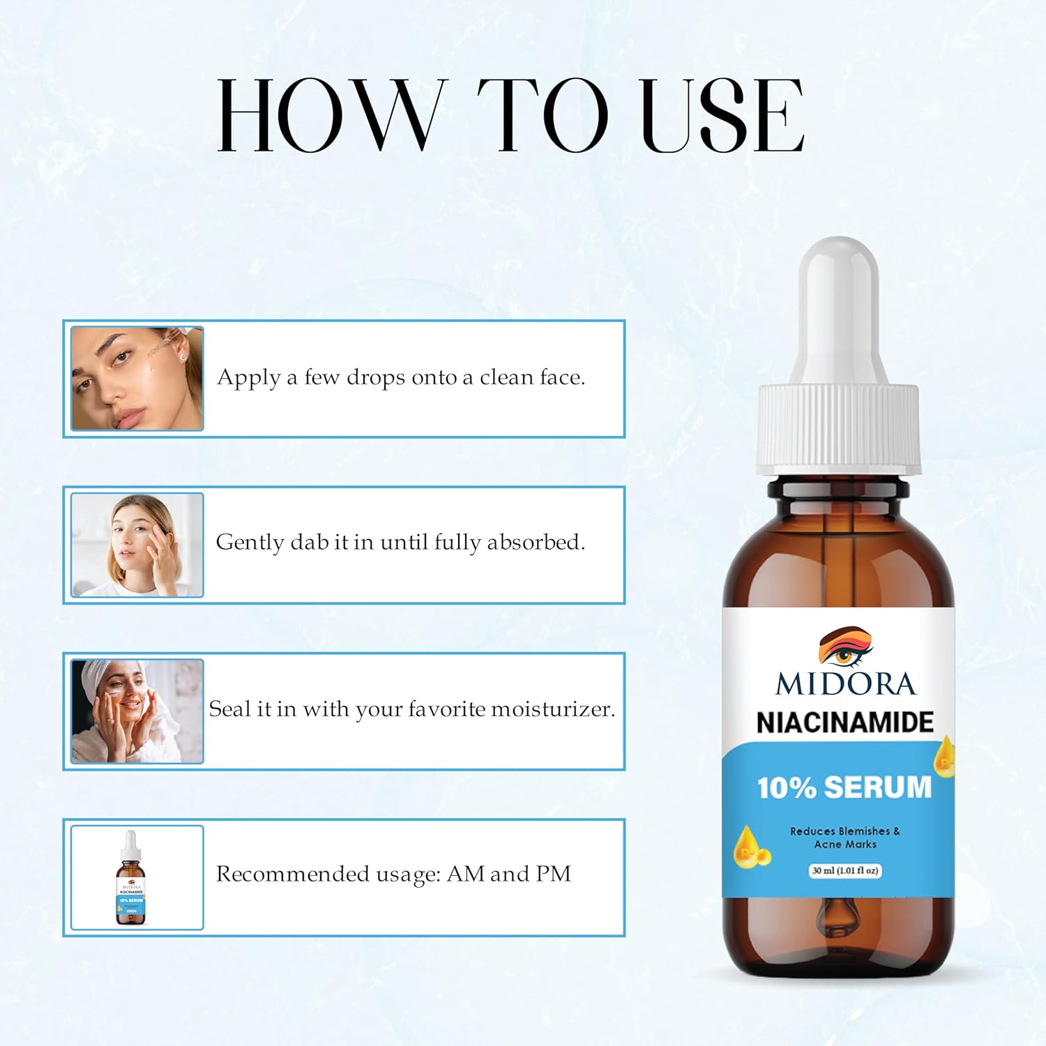 Midora Niacinamide Face Serum | 10% Niacinamide with Zinc
