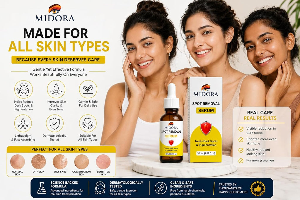MIDORA Spot Removal Serum for Face – Dark Spot Corrector for Pigmentation, Acne Marks & Black Spots – Skin Brightening & Spot Reduction Serum for Women & Men – 30ml