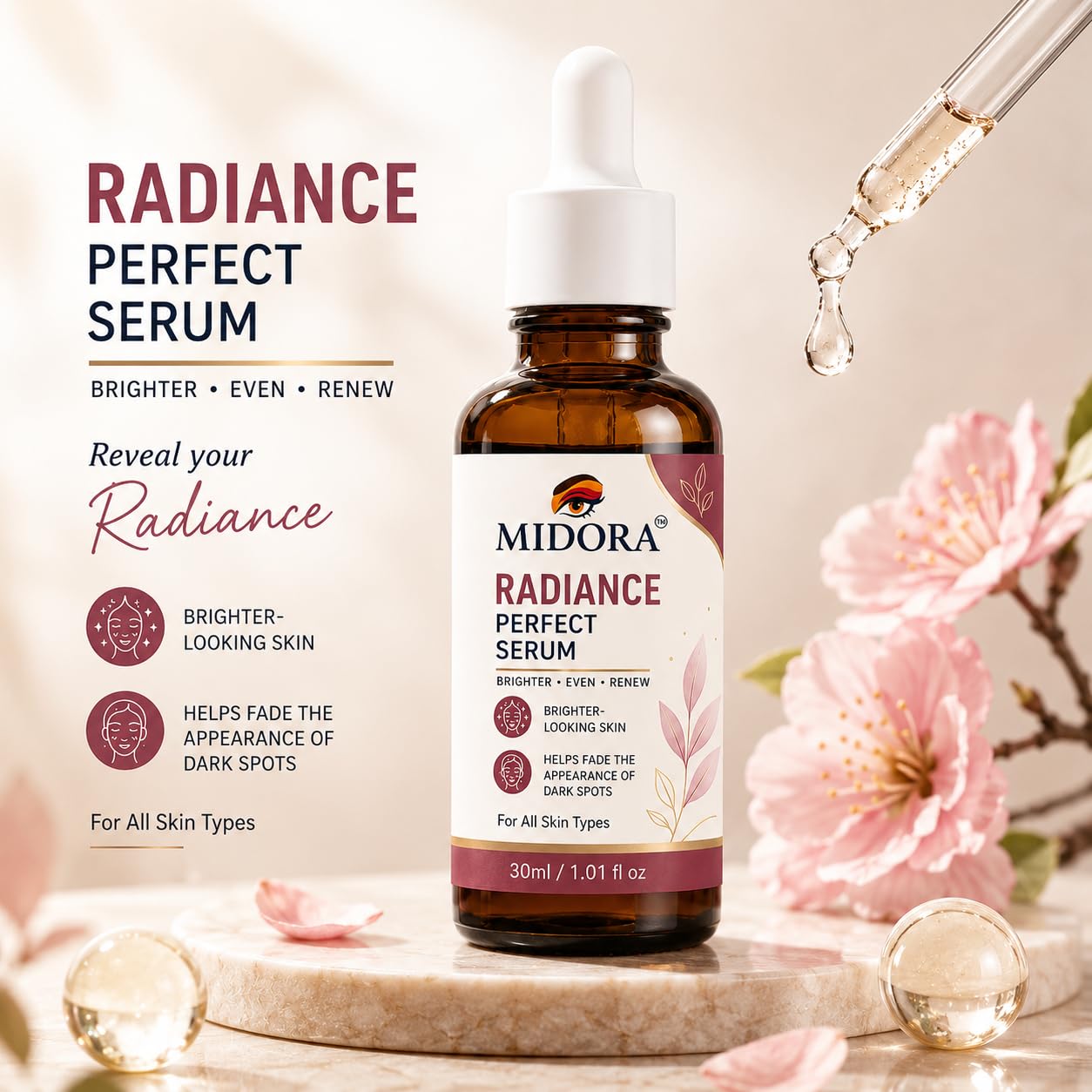 MIDORA Radiance Perfect Serum – Brightening & Hydrating Face Serum 30ml