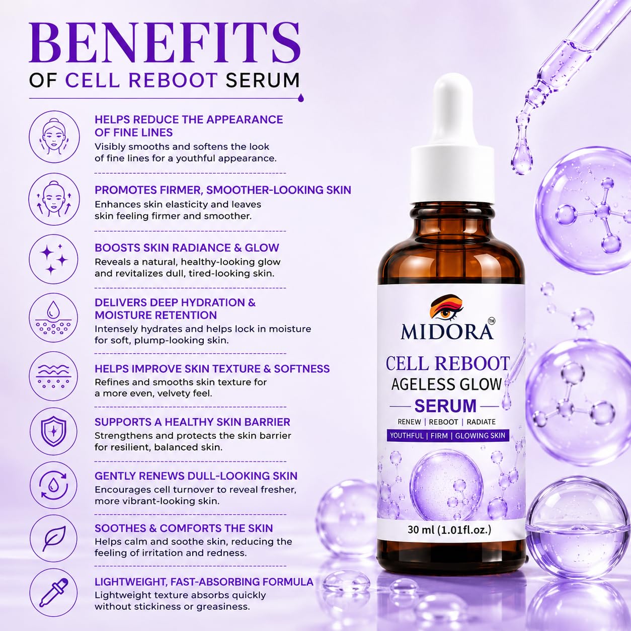 MIDORA Cell Reboot Glow Serum – Daily Face Serum 30ml