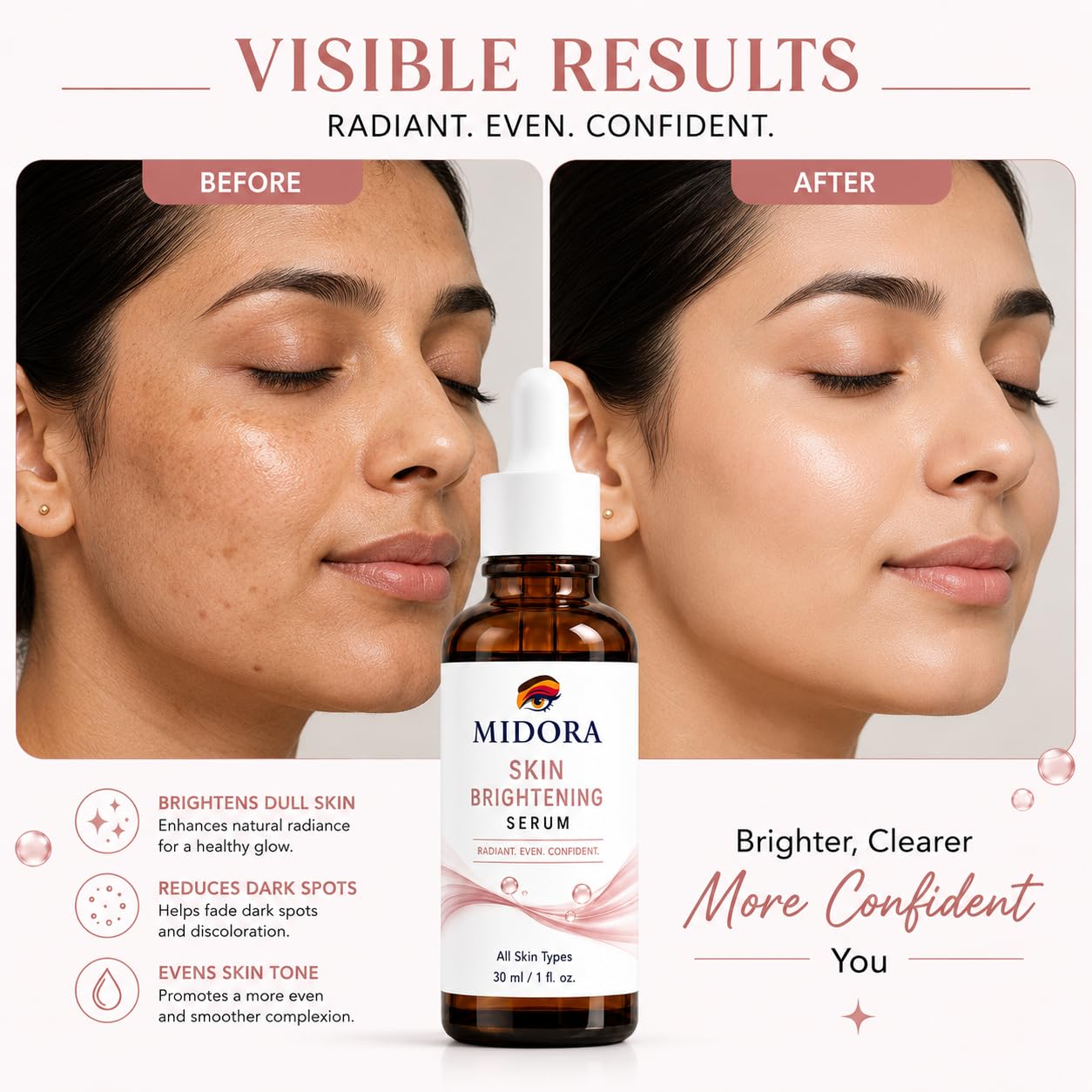 MIDORA Radiance Serum — Daily Brightening & Hydrating Face Serum, 30ml