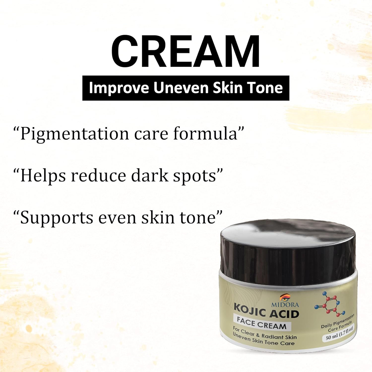 Midora Kojic Acid Face Cream 1%, Daily Pigmentation Care Formula, Clear & Radiant Skin, Uneven Skin Tone Care, 50ml