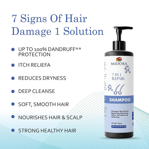 Midora 7-in-1 Repair Shampoo for All Hair Types, Nourishing and Restoring Formula, 200ml