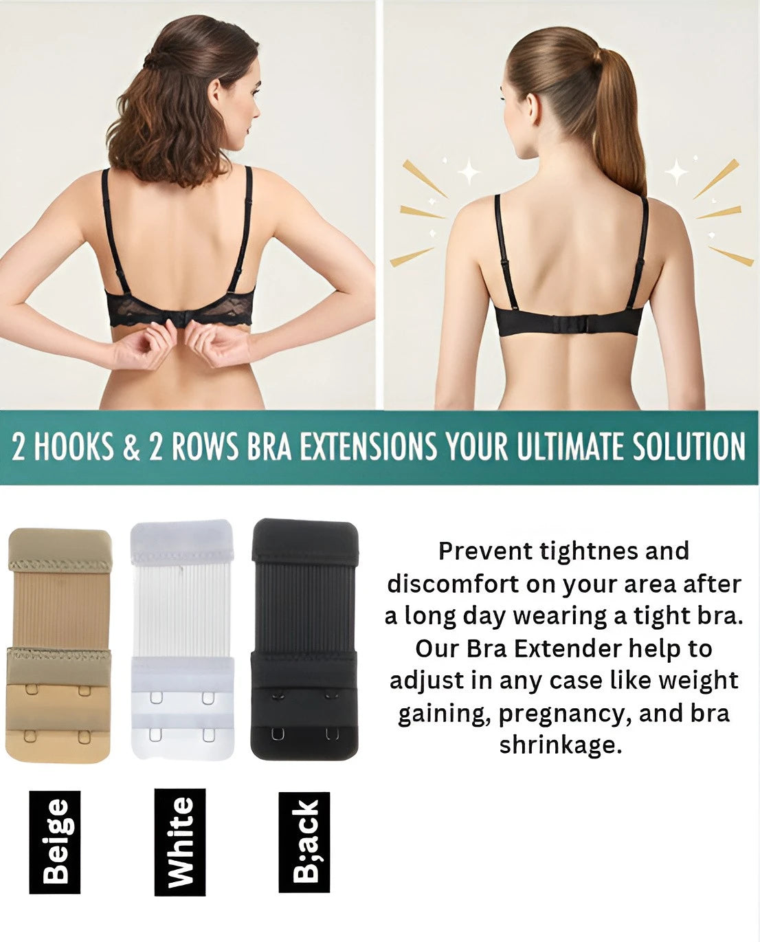 Bra Hook Extenders for Women – Pack of 3
