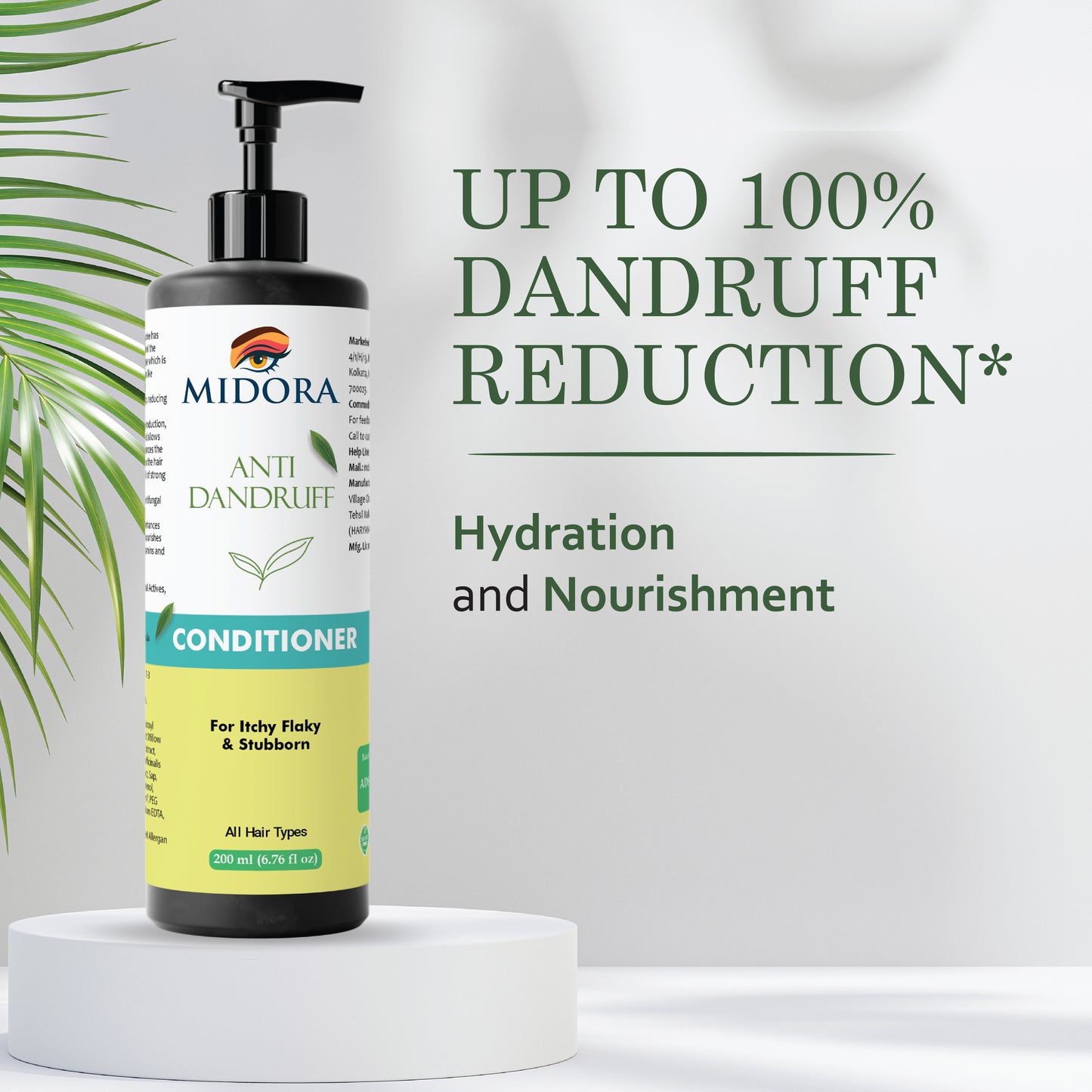 Midora Anti Dandruff Conditioner, For Itchy Flaky & Stubborn, All Hair Types, 200ml