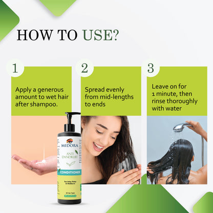 Midora Anti Dandruff Conditioner, For Itchy Flaky & Stubborn, All Hair Types, 200ml