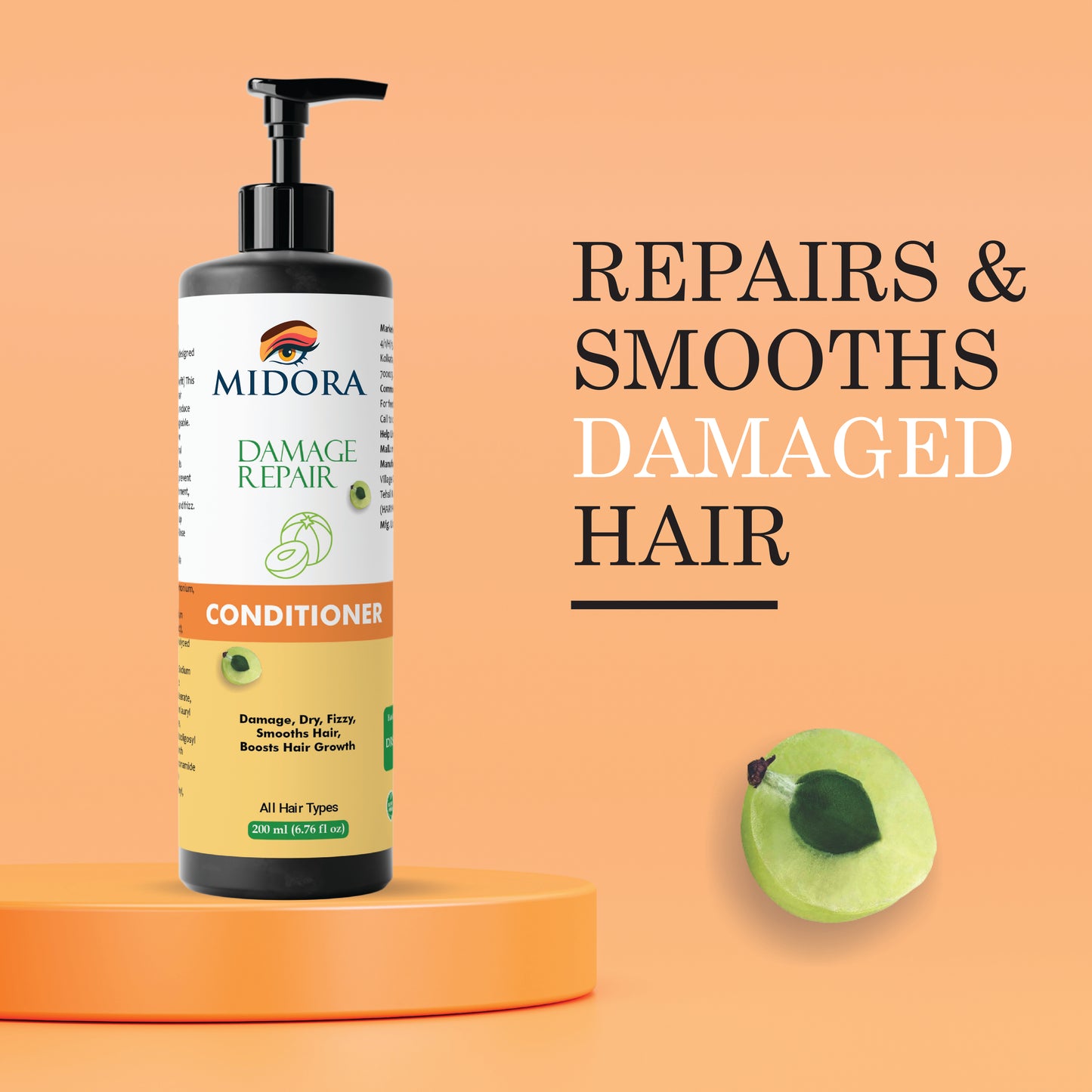 Midora Damage Repair Conditioner for All Hair Types, Smooths Dry Frizzy Hair, Boosts Growth, 200ml