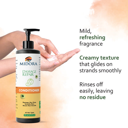 Midora Damage Repair Conditioner for All Hair Types, Smooths Dry Frizzy Hair, Boosts Growth, 200ml
