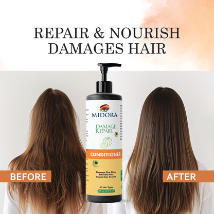 Midora Damage Repair Conditioner for All Hair Types, Smooths Dry Frizzy Hair, Boosts Growth, 200ml