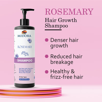 Midora Rosemary Shampoo for All Hair Types, Anti Hair Fall, Frizz-Free, Split Ends Treatment, 200ml