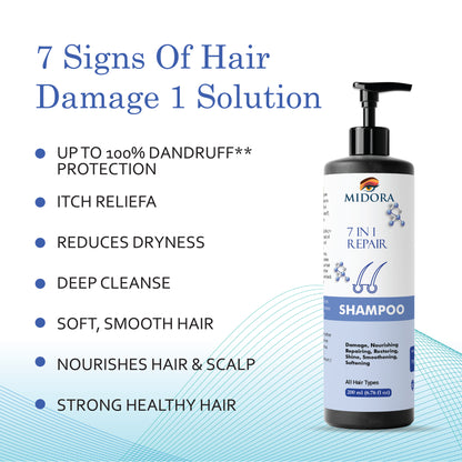 Midora 7 in 1 Repair Shampoo, All Hair Types, Damage Nourishing Restoring, 200ml