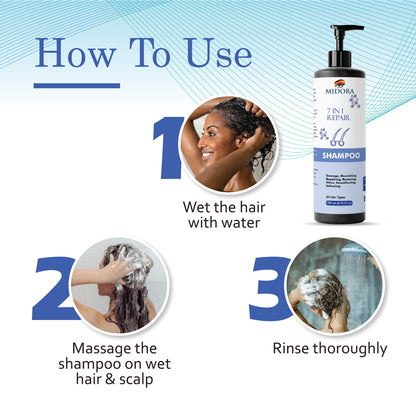 Midora 7 in 1 Repair Shampoo, All Hair Types, Damage Nourishing Restoring, 200ml