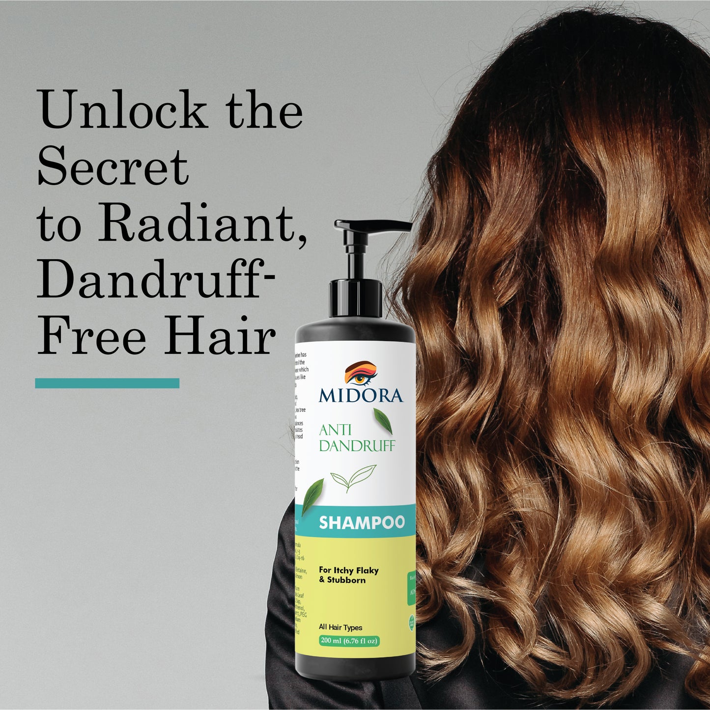 Midora Anti Dandruff Shampoo for Itchy Flaky and Stubborn Scalp, All Hair Types, 200ml