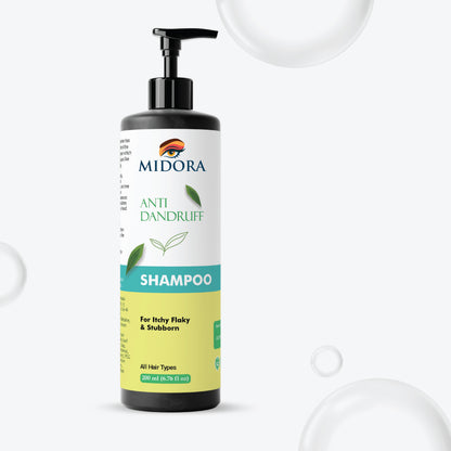 Midora Anti Dandruff Shampoo for Itchy Flaky and Stubborn Scalp, All Hair Types, 200ml