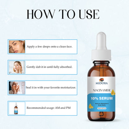 Niacinamide Serum for Face | 10% Niacinamide + Zinc | Oil Control, Acne Marks & Pore Minimizer | Skin Brightening & Hydrating Face Serum for Men & Women