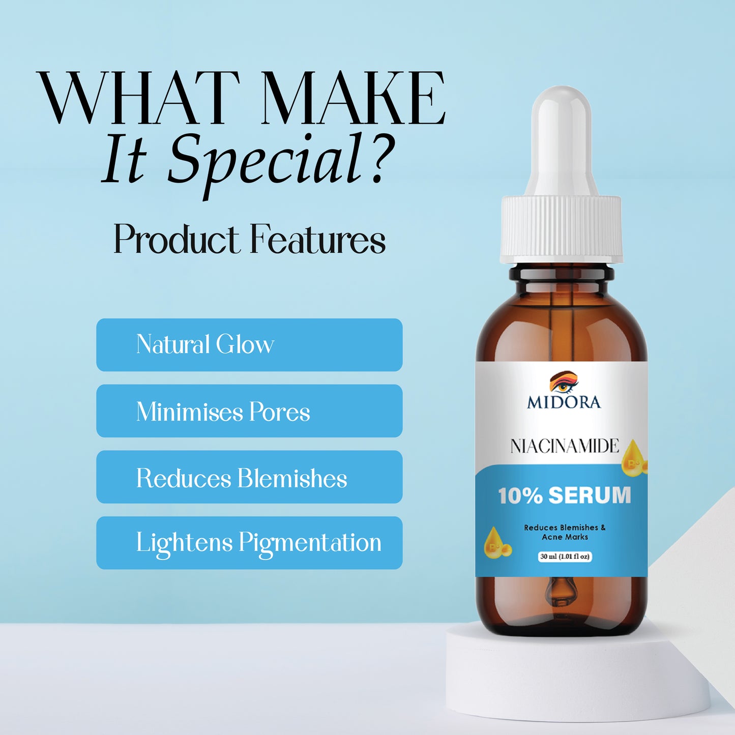 Niacinamide Serum for Face | 10% Niacinamide + Zinc | Oil Control, Acne Marks & Pore Minimizer | Skin Brightening & Hydrating Face Serum for Men & Women