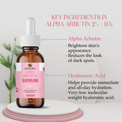 Alpha Arbutin Serum for Dark Spots & Pigmentation | Skin Brightening & Even Tone | Face Serum for Glowing Skin | Suitable for All Skin Types – 30ml